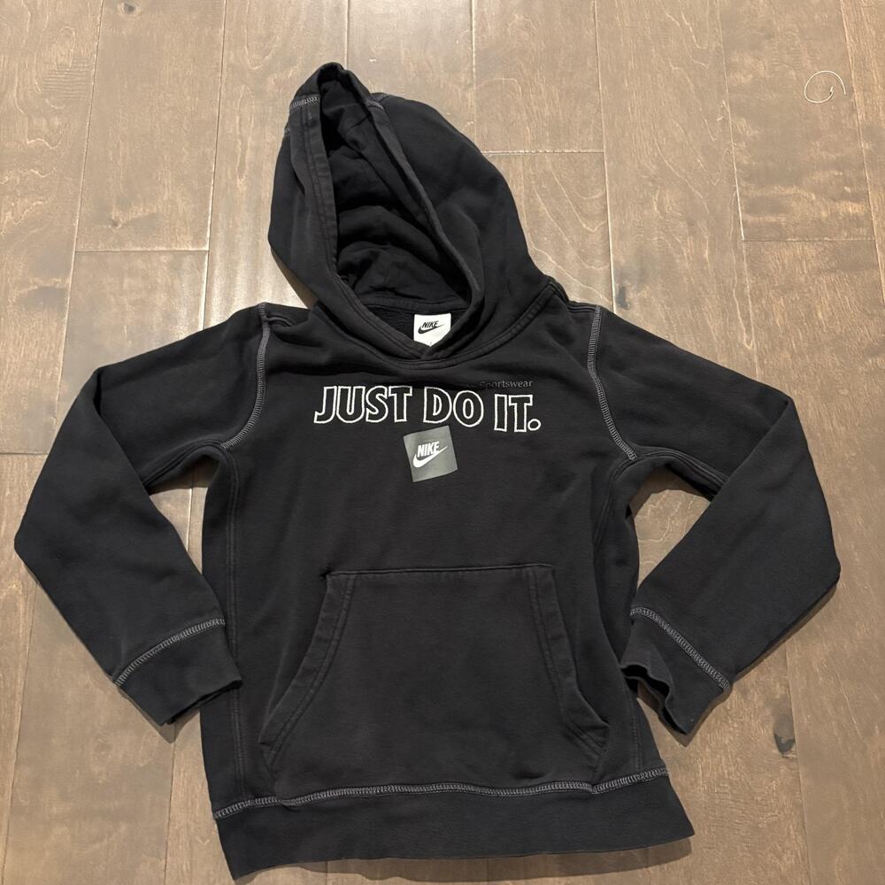 Nike‎ Hoodie Youth Small Just Do It Sportswear Pullover Sweatshirt DD8660-010